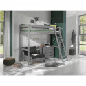 SLEEPY - Lit Mezzanine Gris 90x200cm avec Fauteuil et Commode