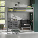 SLEEPY - Lit Mezzanine Gris 140x200cm avec Fauteuil et Commode