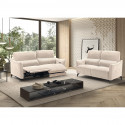 BURGOS - Canapé 3 Places Electrique Tissu Waterproof Beige