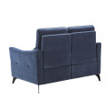 BURGOS - Canapé Fixe 2 Places Tissu Waterproof Bleu