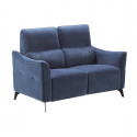 BURGOS - Canapé Fixe 2 Places Tissu Waterproof Bleu
