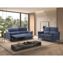 BURGOS - Canapé Fixe 2 Places Tissu Waterproof Bleu