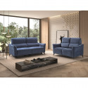 BURGOS - Canapé Fixe 2 Places Tissu Waterproof Bleu