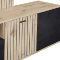 NIVER - Meuble TV Mural avec Banc TV et Colonne Led incluse et Aspect Bois Noir