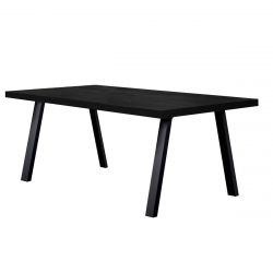 NOX - Table Rectangulaire 170cm Aspect Bois Noir Piètement A Métal Noir