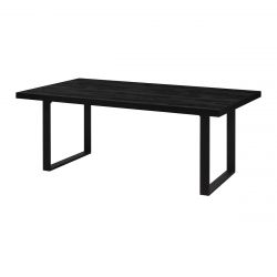 NOX - Table Rectangulaire 170cm Aspect Bois Noir Piètement U Métal Noir