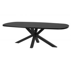 NOX - Table Ovale 230cm Aspect Bois Piètement Etoile Métal Noir