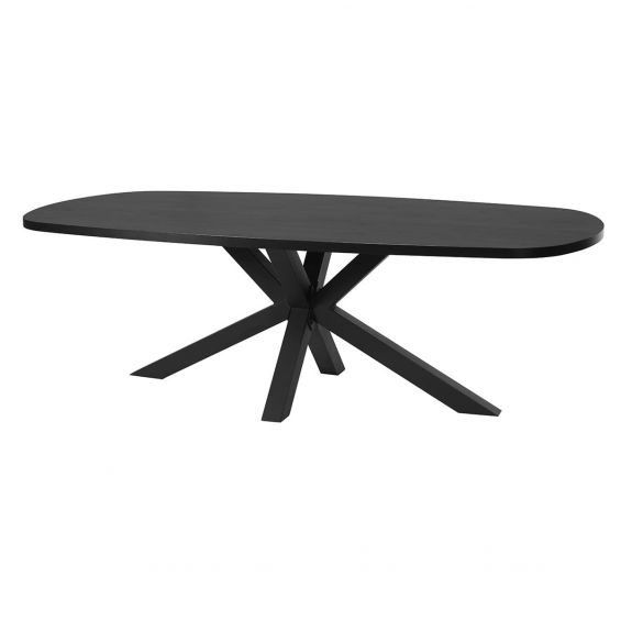 NOX - Table Ovale 230cm Aspect Bois Piètement Etoile Métal Noir