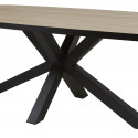FRANK - Table Ovale 200cm Aspect Bois French Oak Piètement Etoile Métal Noir