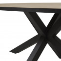FRANK - Table Ovale 200cm Aspect Bois French Oak Piètement Etoile Métal Noir