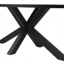 FRANK - Table Ovale 200cm Aspect Bois French Oak Piètement Etoile Métal Noir