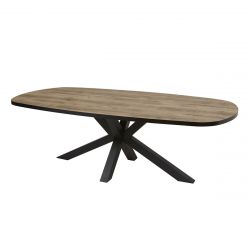 TROPIX - Table Ovale 200cm Aspect Bois Piètement Etoile Métal Noir