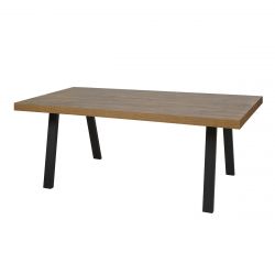 DENVER - Table Rectangulaire 200cm Aspect Bois Piètement A Métal Noir