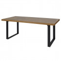 GLESS - Ensemble Séjour Complet et Table 200cm Aspect Bois Piètement U Métal Noir