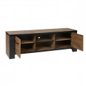 ETIENNE - Ensemble Salon Meuble TV et Table Basse Aspect Bois Piètement X Métal Noir