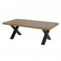 ETIENNE - Ensemble Salon Meuble TV et Table Basse Aspect Bois Piètement X Métal Noir