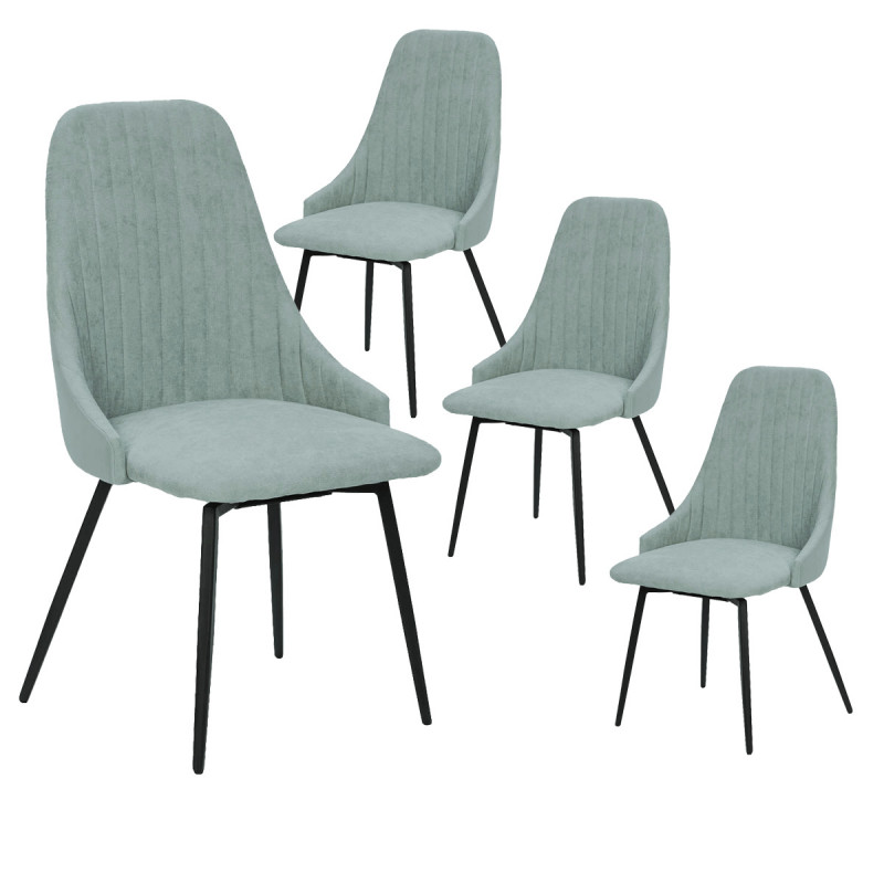 UNDY - Lot de 4 Chaises Pivotantes Tissu Vert Céladon UNDY - Lot de 4 Chaises Pivotantes Tissu Vert Céladon