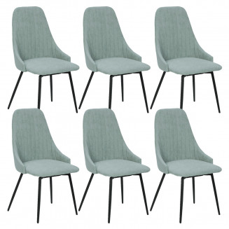 UNDY - Lot de 6 Chaises Pivotantes Tissu Vert Céladon