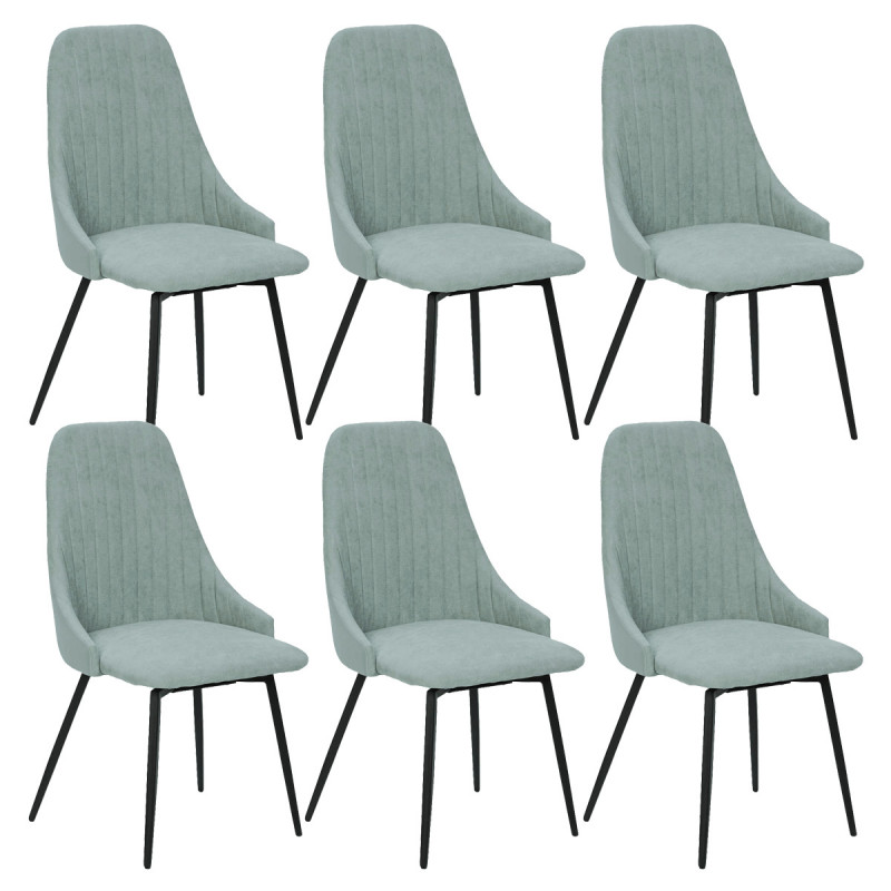 UNDY - Lot de 6 Chaises Pivotantes Tissu Vert Céladon UNDY - Lot de 6 Chaises Pivotantes Tissu Vert Céladon