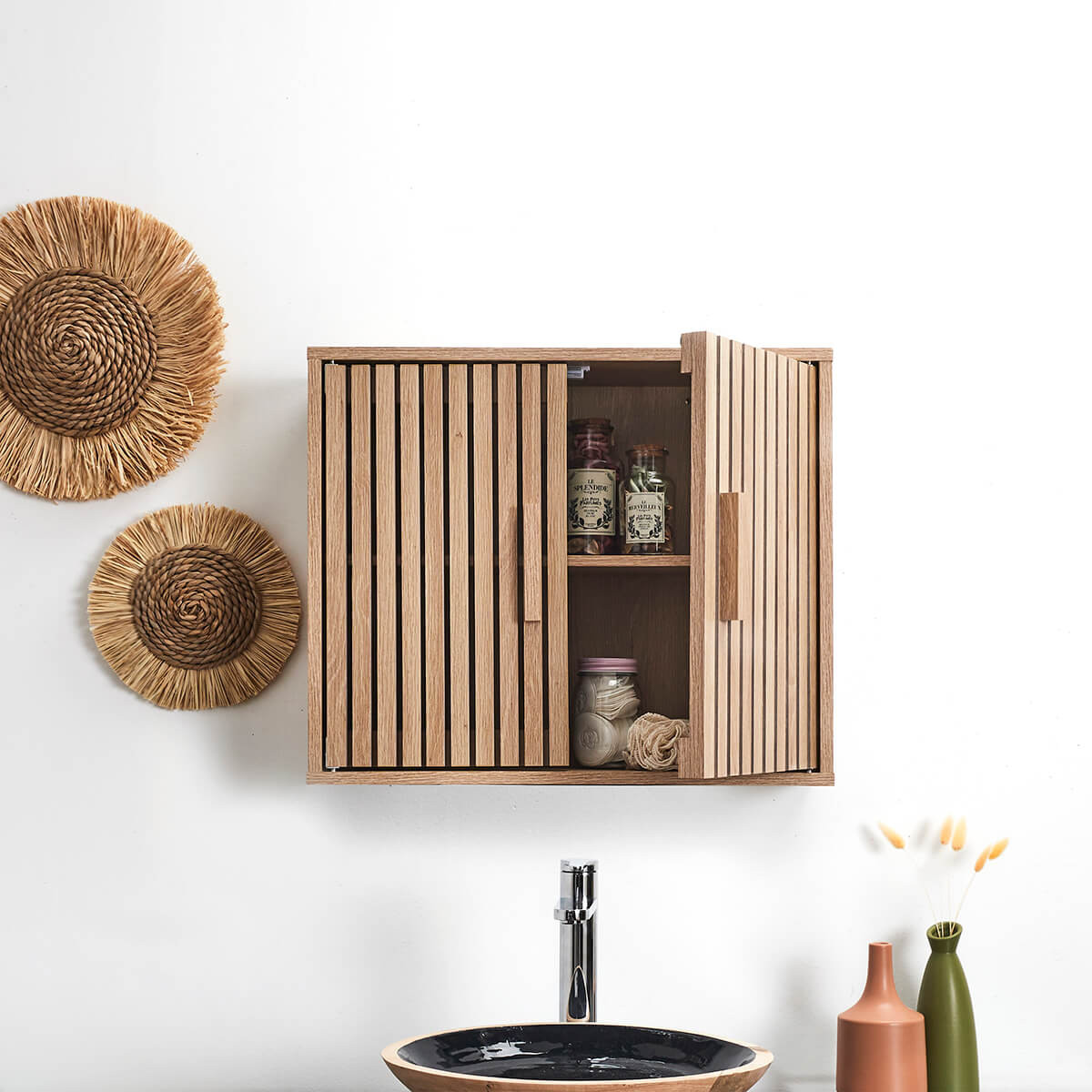 PAJAN - Armoire Murale 2 Portes Effet Bois avec Tasseaux - Altobuy.fr ...