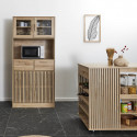 PAJAN - Buffet Vaisselier Multi-Rangement Effet Bois avec Tasseaux