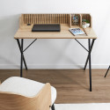 PAJAN - Bureau avec petits rangements Effet Bois avec Tasseaux