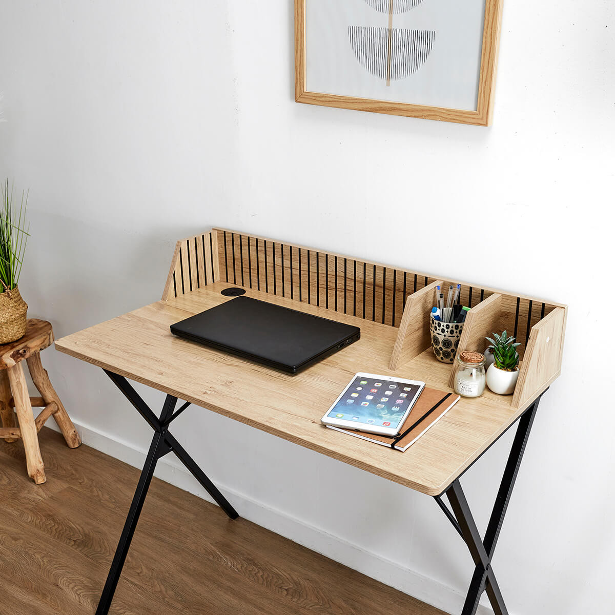 PAJAN - Bureau avec petits rangements Effet Bois avec Tasseaux -Altobuy ...