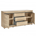 MASSIRE - Buffet 2 Portes 3 Tiroirs Aspect Bois