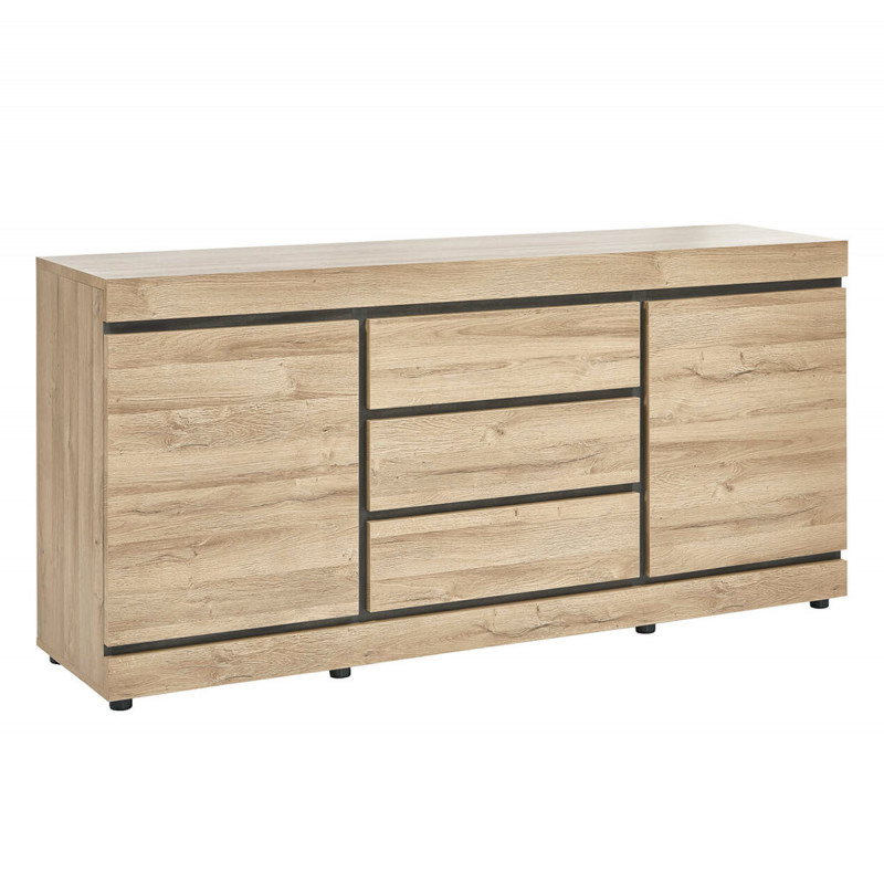 MASSIRE - Buffet 2 Portes 3 Tiroirs Aspect Bois MASSIRE - Buffet 2 Portes 3 Tiroirs Aspect Bois