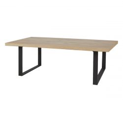 CANYON - Table Rectangulaire 170cm Aspect Bois Piètement U Métal Noir