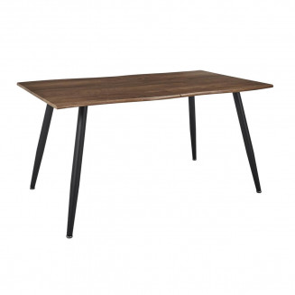 CORALIE - Table de Repas Allongeable en MDF Aspect Chêne Pieds Métal Noir