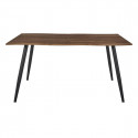 CORALIE - Table de Repas Allongeable en MDF Aspect Chêne Pieds Métal Noir