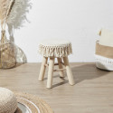 NELYA - Tabouret Assise Décorative en Tissu Pieds en Pin Naturel