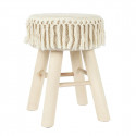NELYA - Tabouret Assise Décorative en Tissu Pieds en Pin Naturel