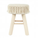 NELYA - Tabouret Assise Décorative en Tissu Pieds en Pin Naturel