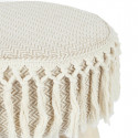 NELYA - Tabouret Assise Décorative en Tissu Pieds en Pin Naturel