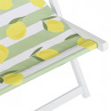 LIMON - Lot de 2 Chiliennes en Bois Teinté Blanc Toile Décor Motifs Citrons