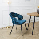 OSCAR - Lot de 2 Chaises en Velours Bleu Pieds Métal Noir