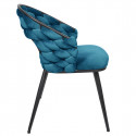 OSCAR - Lot de 2 Chaises en Velours Bleu Pieds Métal Noir