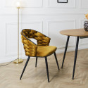 OSCAR - Lot de 2 Chaises en Velours Jaune Moutarde Pieds Métal Noir