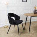 OSCAR - Lot de 2 Chaises en Velours Noir Pieds Métal Noir