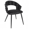 OSCAR - Lot de 2 Chaises en Velours Noir Pieds Métal Noir