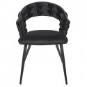 OSCAR - Lot de 2 Chaises en Velours Noir Pieds Métal Noir