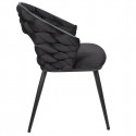 OSCAR - Lot de 2 Chaises en Velours Noir Pieds Métal Noir