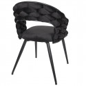 OSCAR - Lot de 2 Chaises en Velours Noir Pieds Métal Noir