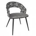 OSCAR - Lot de 2 Chaises en Velours Gris Pieds Métal Noir