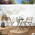 SANAE - Lot de 4 Chaises de Jardin Pliantes Beige