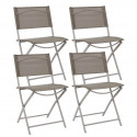 SANAE - Lot de 4 Chaises de Jardin Pliantes Beige