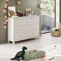 DAVA - Commode5 Tiroirs en Pin Massif Blanc