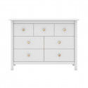 DAVA - Commode5 Tiroirs en Pin Massif Blanc
